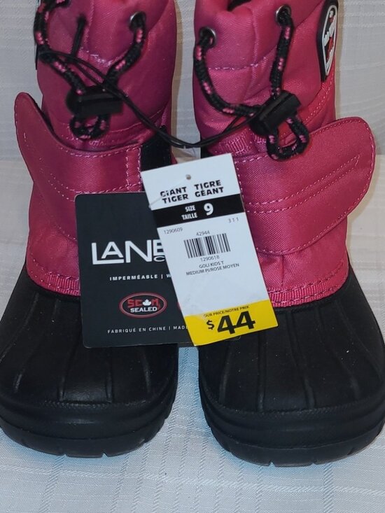LANEIGE Other - Laneige Canada Pink & Black Toddler Waterproof Winter Snow Rain Boots Sz 9 - NWT
